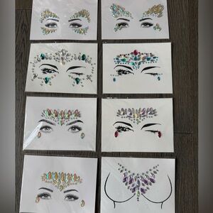 Colorful Face and Body Gem Stickers - Set of 8